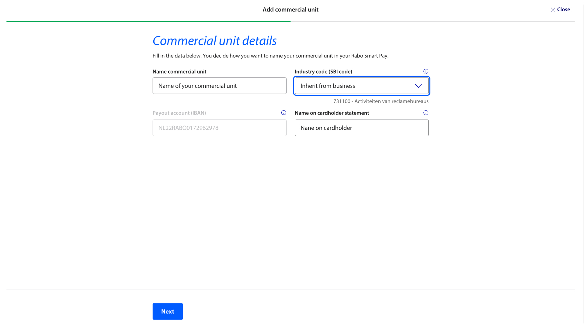 commercial unit details step 1.