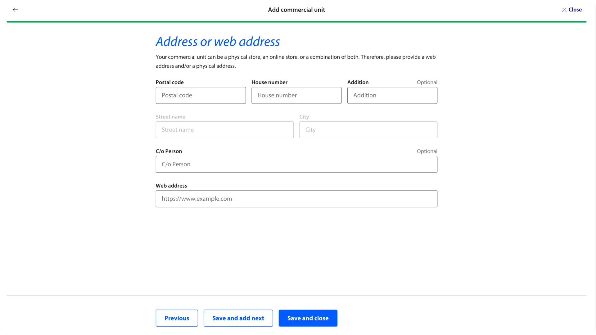 commercial unit details step 2.