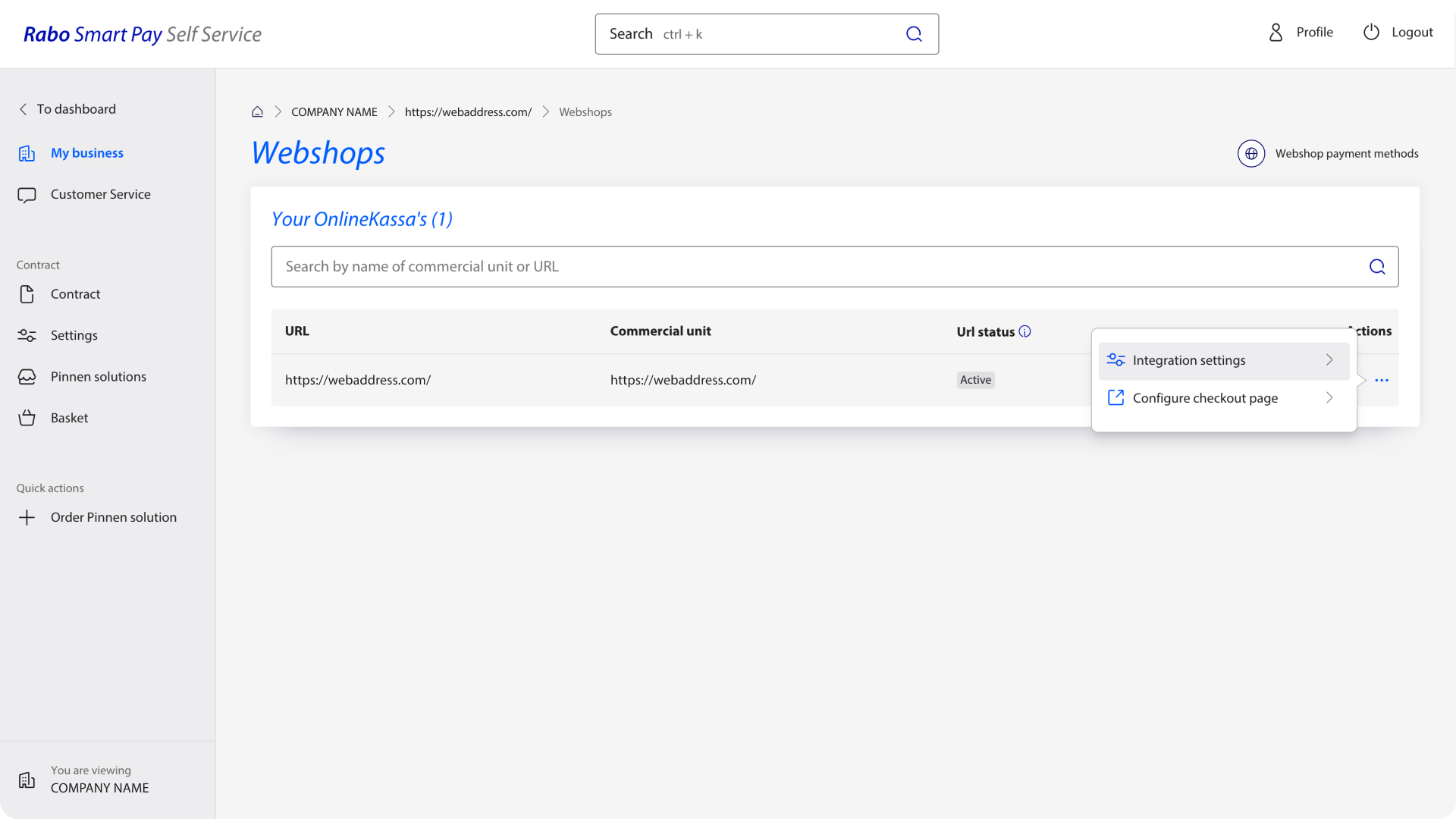 integration settings.