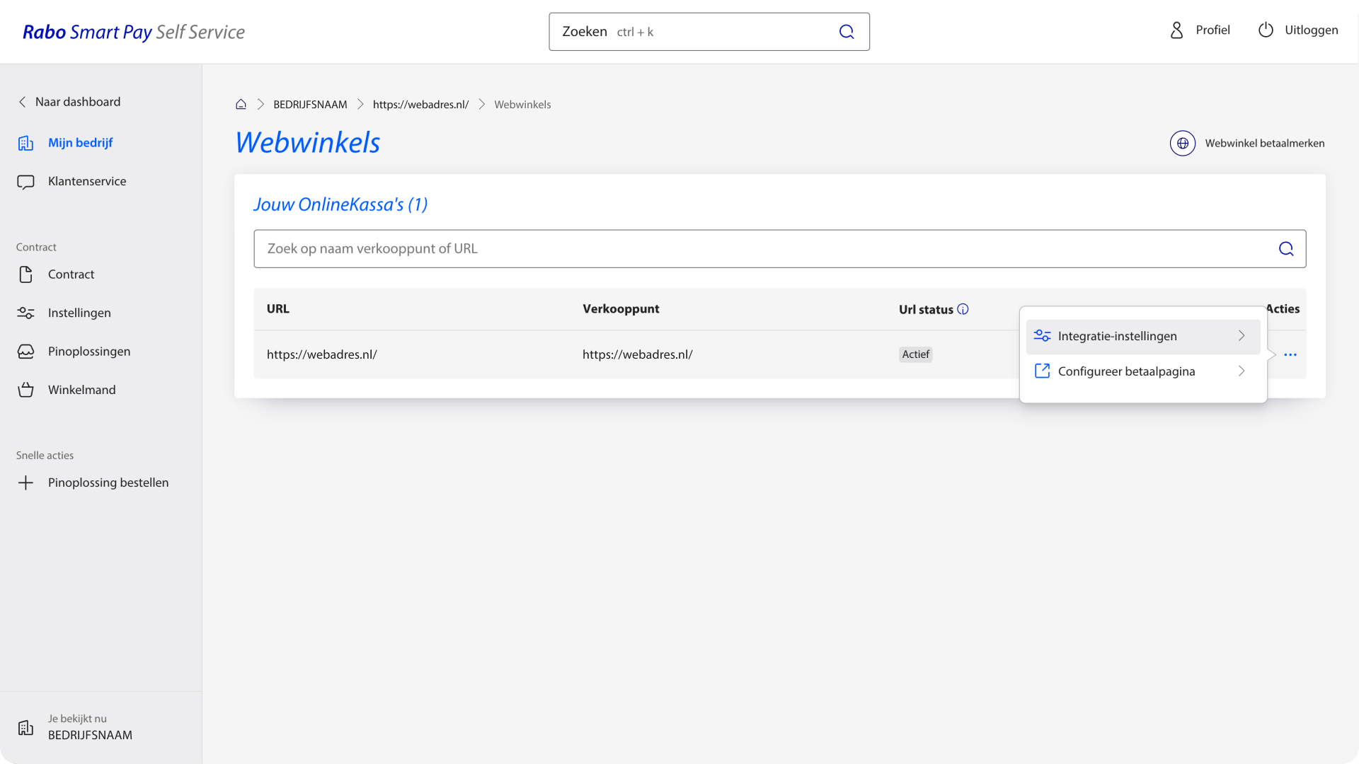 integratie instellingen.