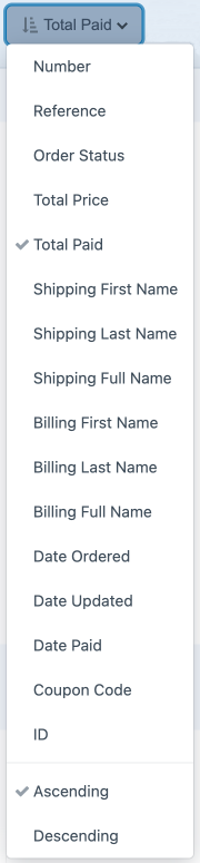 orders filtering.
