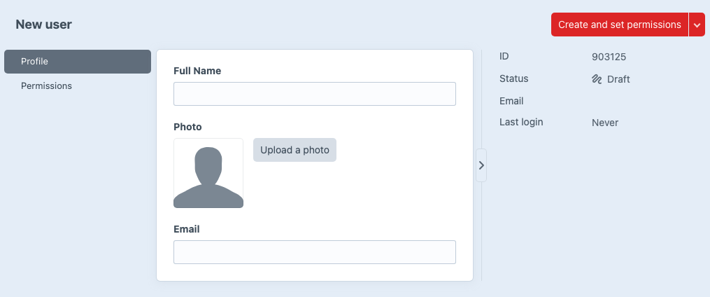 new user profile.