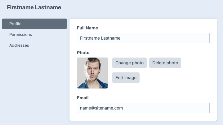profile menu.